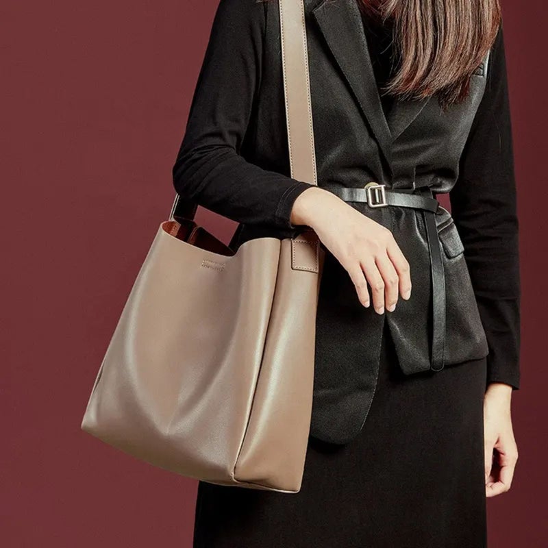 Osman Beige PU Leather Tote Bag for Women - Image 4